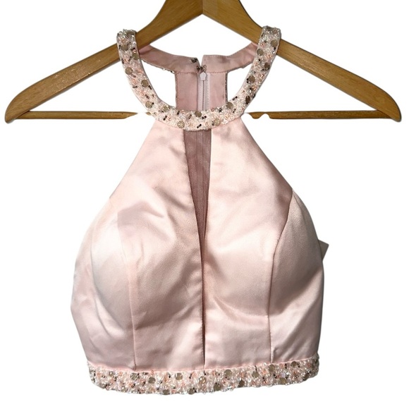 Rachel Allan Perfect Angels Two Piece Prom Homecoming Quinceañera Pink Set - Picture 6 of 16